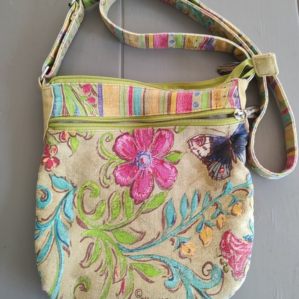 Floral Canvas Crossbody Bag Colorful Kate McRastie